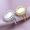 Fashion DIY Drip Oil Rhinestone Round Oval Water Droplets Blank Settings Open Adjustable Stainless Steel Ring For Women Men Gift