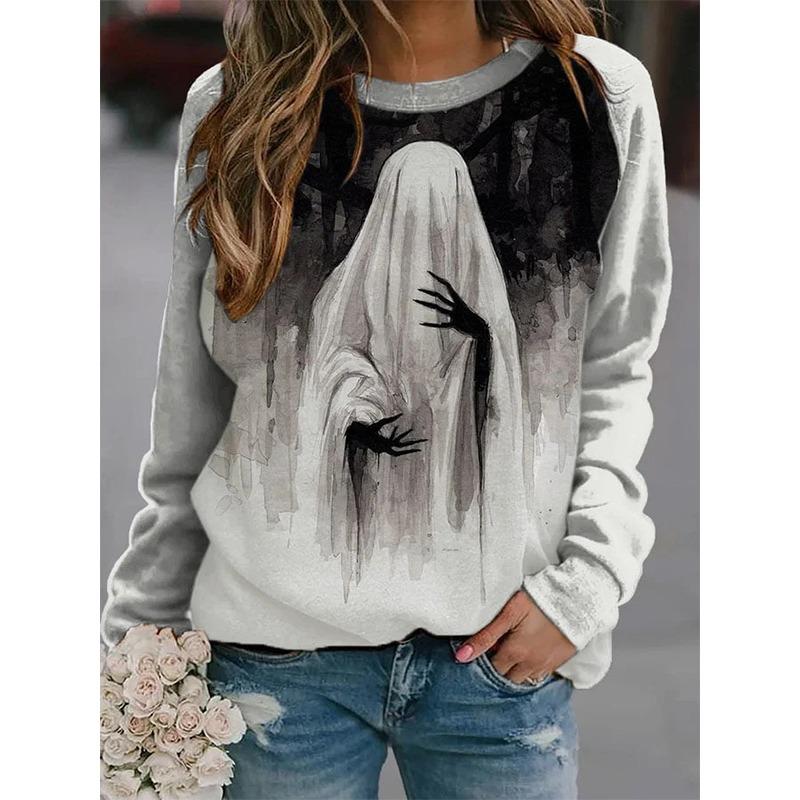 Halloween Sweatshirts Horror Skull Ghost 3D Print Hoodies Women Long Sleeve Tops Female Clothing