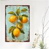 2D Flat - Vintage Lemon Branch Metal Sign - Rustic 8x12 Inch Wall Art with Realistic Lemons & Dappled Background, Perfect for Li