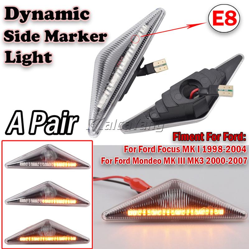 2PCS Dynamic LED Side Marker Light Signal Blinker For Ford Mondeo MK3 III 2000-2007 Focus MK1 I Turn Signal Indicator Light