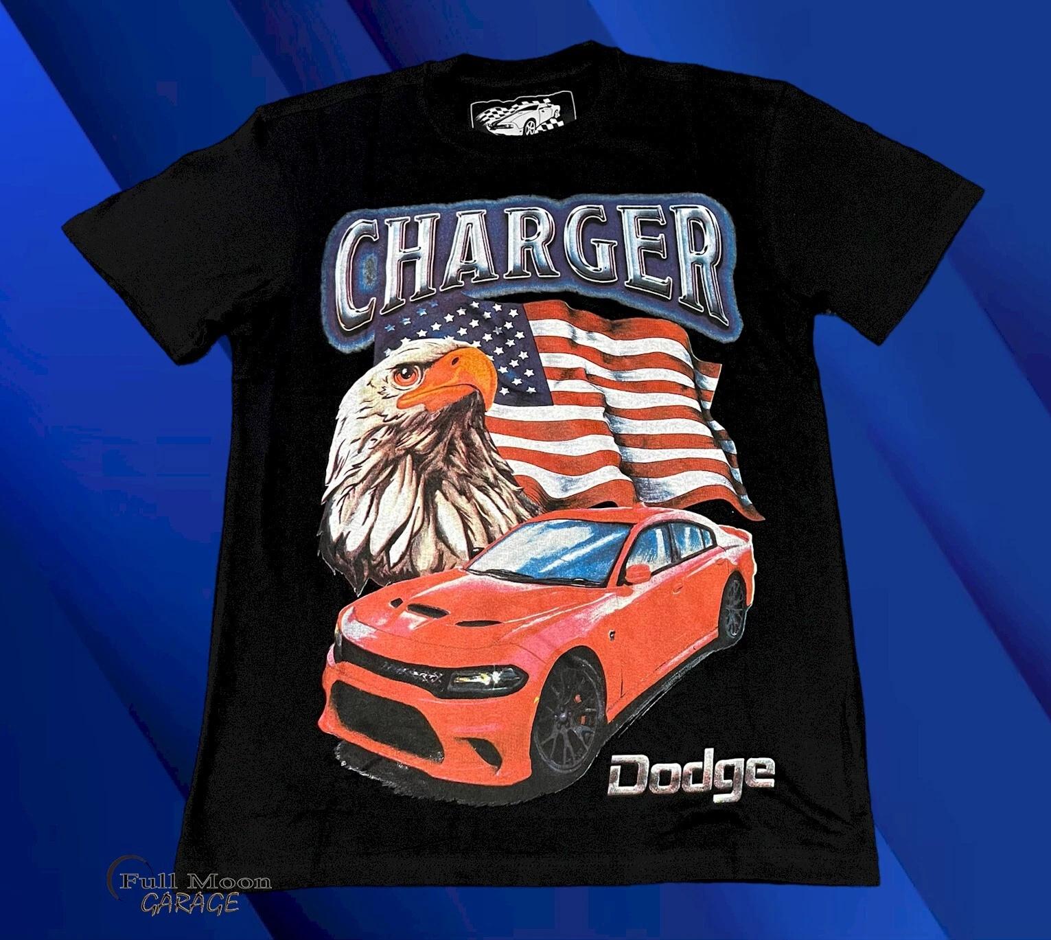 New Dodge Charger American Flag Classic Men s Throwback T-Shirt L