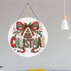 Festive plaid Christmas tree printed round wooden hanging plaque natural wood sign wall door decor indoor home holiday party ornament decoration