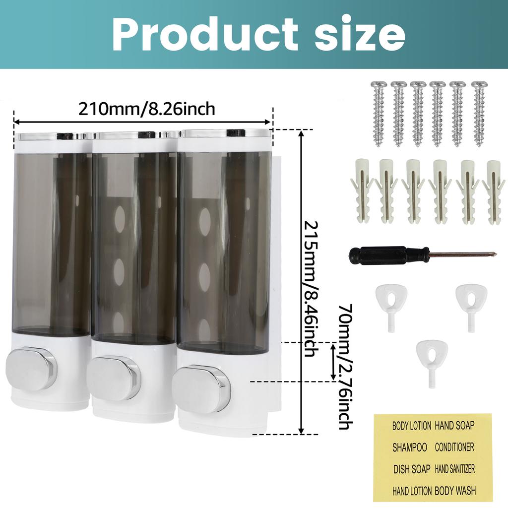 Refillable Bottles No Drill Shampoo and Conditioner Dispenser Transparent Liquid Soap Dispenser for Bathroom Hotel Accessories