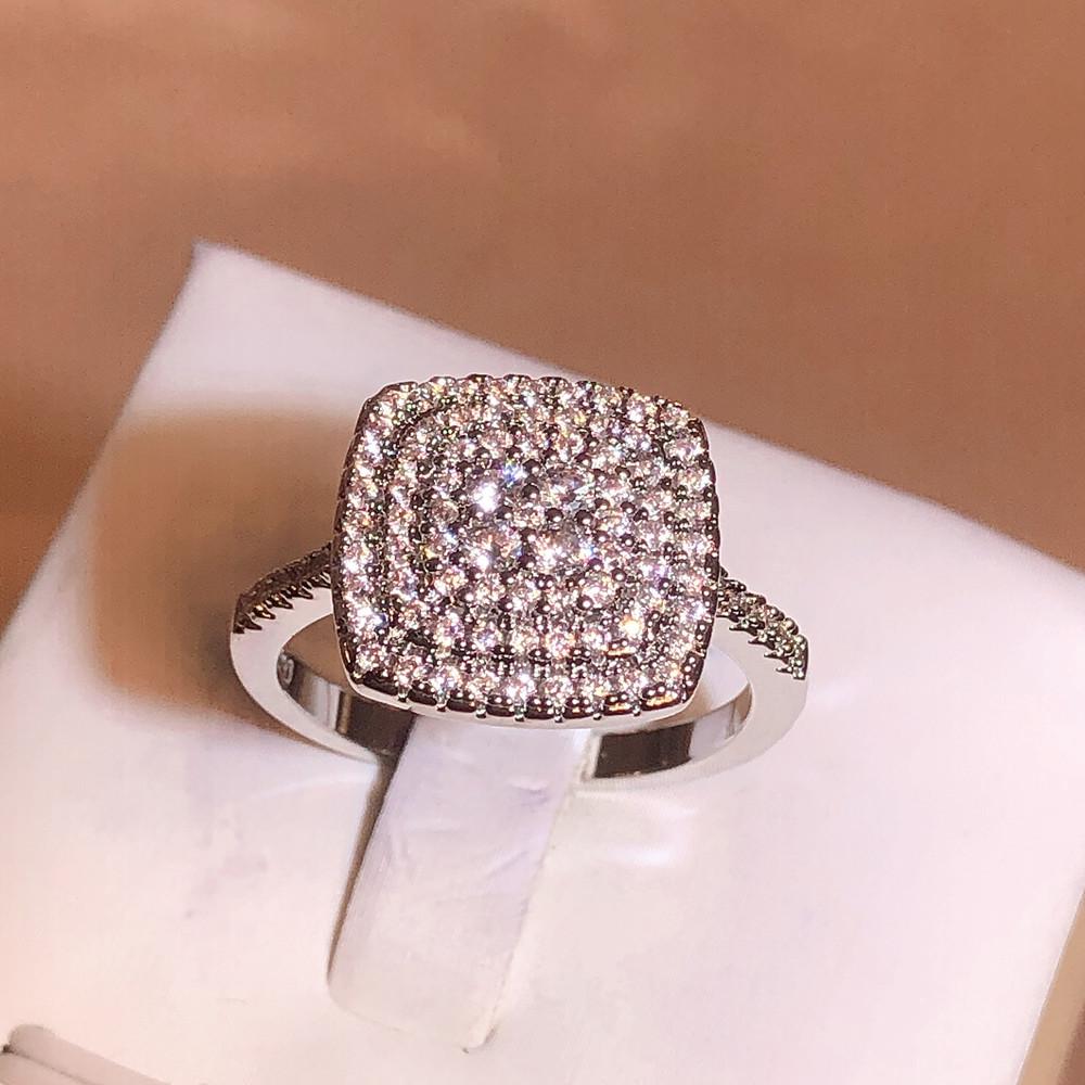 Big Bling Sparkling Geometry White Zircon Ring, Wedding Bridal Ring, Anniversary Party Jewelry, Valentine's Gift, Ladies Jewelry, Halloween Gift
