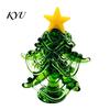 Modern Glass Xmas Sculpture Christmas Tree Figurine, Handmade Santa Deer Desk Decor, Miniature Tabletop Holiday Decoration Ornament for Car