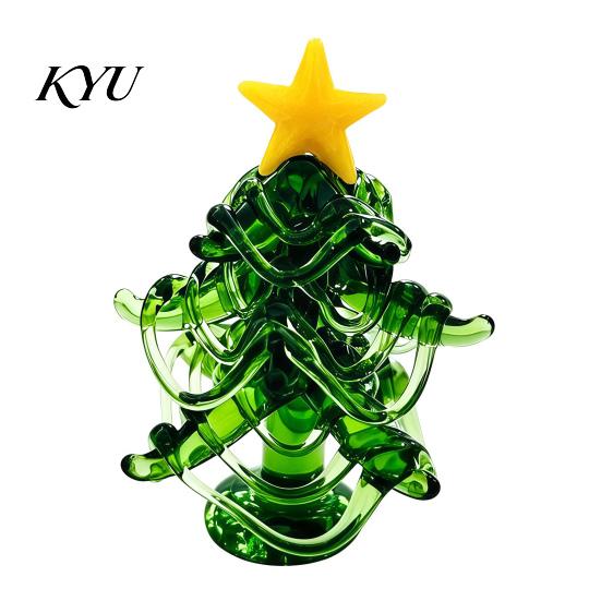Modern Glass Xmas Sculpture Christmas Tree Figurine, Handmade Santa Deer Desk Decor, Miniature Tabletop Holiday Decoration Ornament for Car