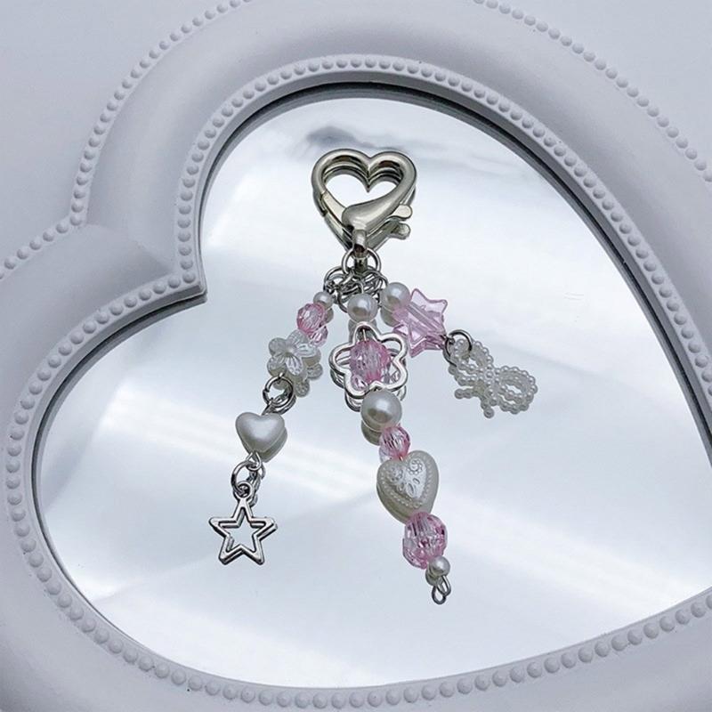 Fashion Star Bowknot Butterfly Hanging Pendant Sweet Phone Strap Bag Decoration Portable Hanging Lanyard for Girls Women