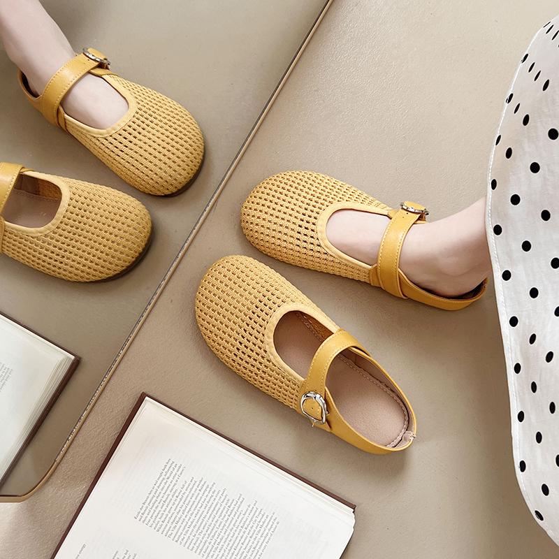 Fashion 2025 New Women's Summer Hollow Out Woven Breathable Slip-On Sandals Slipper Flat Heel Anti-Slip Casual Plastic Thong Slippers