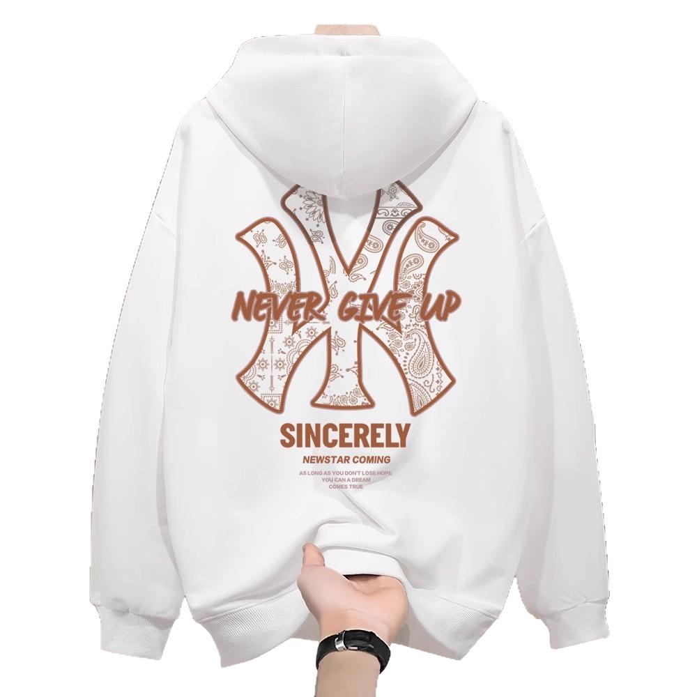 NASA Retro American Hooded Sweatshirt - Men's Thick Fleece-Lined Autumn/Winter Style with Back Print