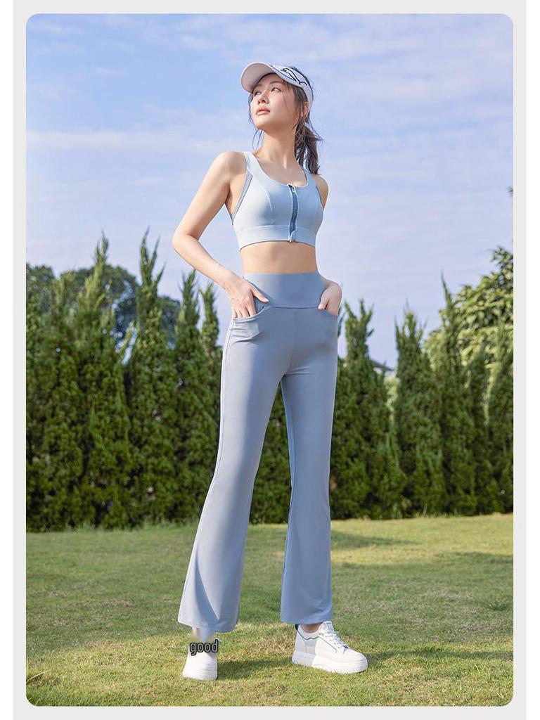 Plus Size Quick-Dry High Waist Micro Flare Pants - Breathable Ice Silk for Summer