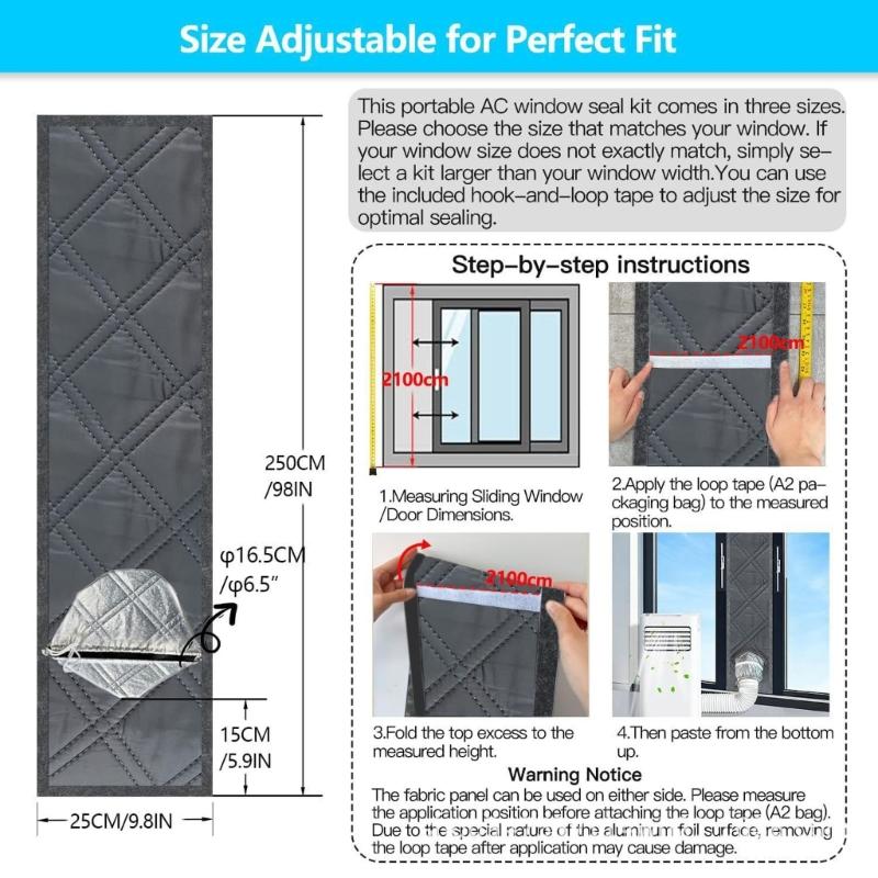 Window Opening Seal Cover for Portable Air Conditioner Exhaust, Composite Cloth for Draft Blocking and Daily Dust Cover