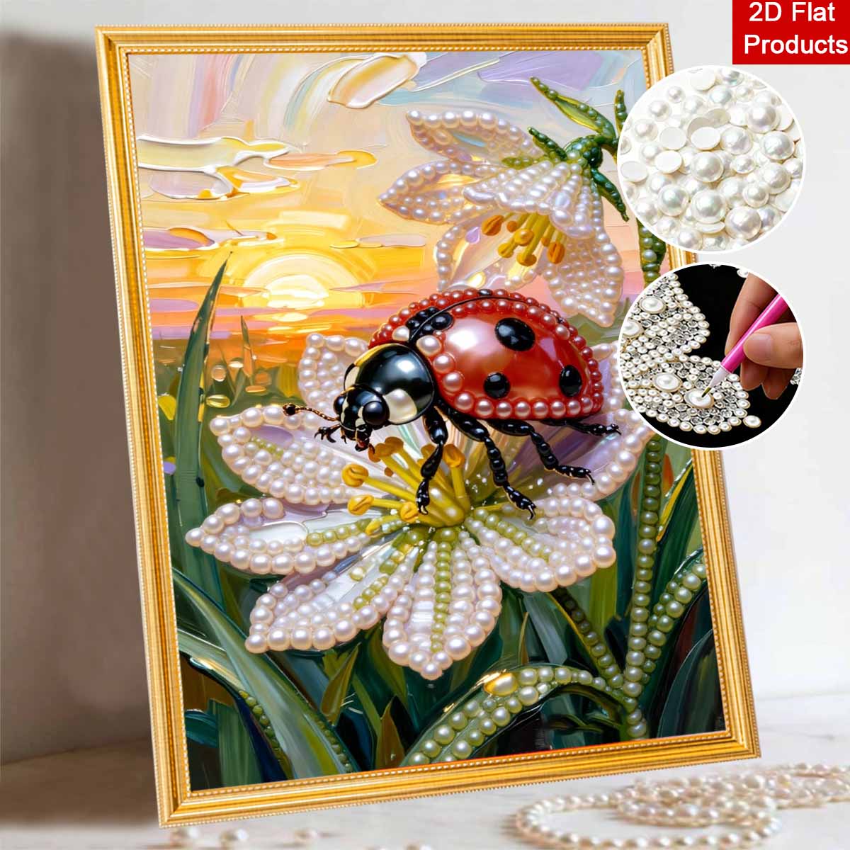 Ladybug pearl painting handmade DIY 5D creative ornaments living room home decoration painting with pearls 30x40