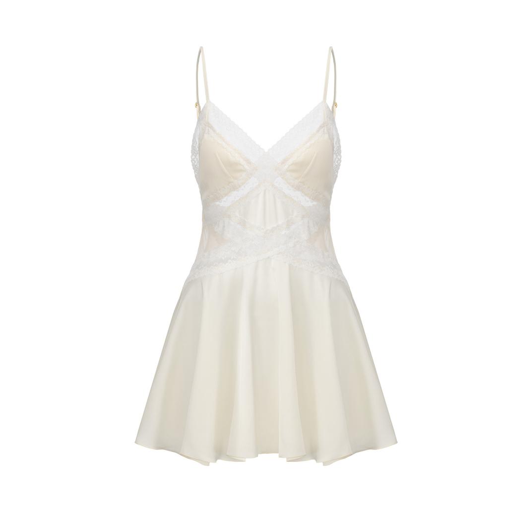 Women Satin Lace 2‑Piece Sleepwear Set V‑Neck Camisole Nightgown With Lace Trim Robe Loungewear