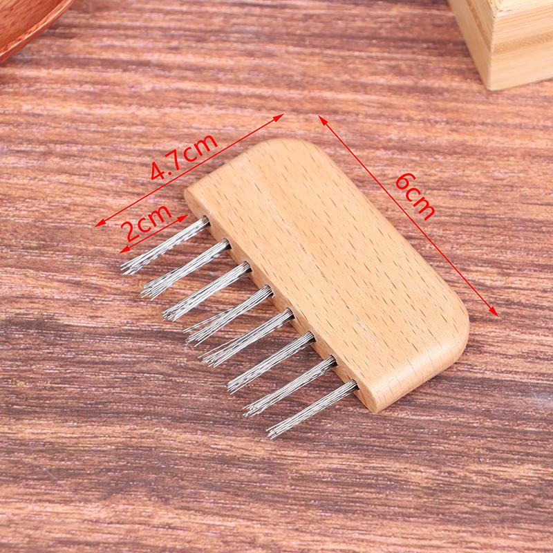 1Pc Wooden Handle Comb Cleaner Delicate Cleaning Removable Hair Brush Comb Cleaner Tool Handle Embeded Tool