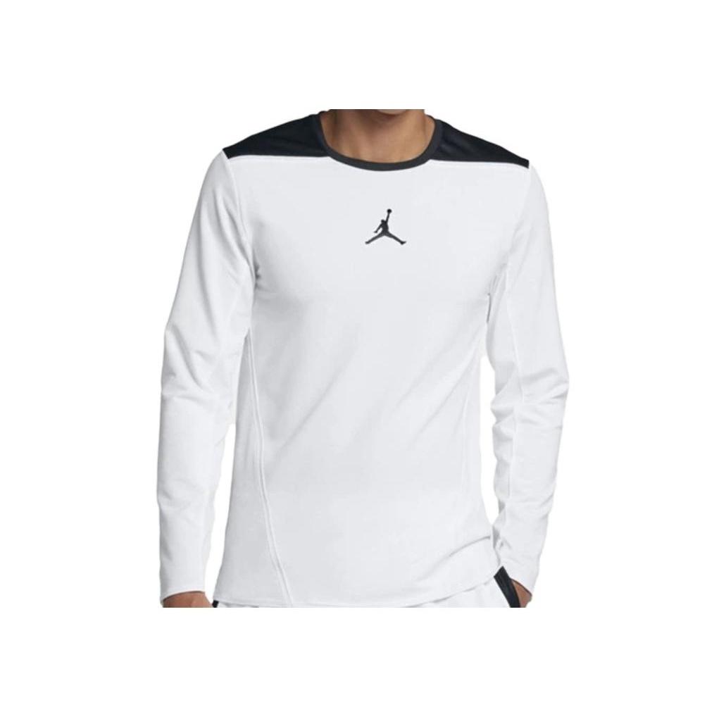 

Jordan Повседневный пуловер с круглым вырезом Быстросохнущая футболка с длинным рукавом с принтом Мужские топы Белые 924561-100 XL