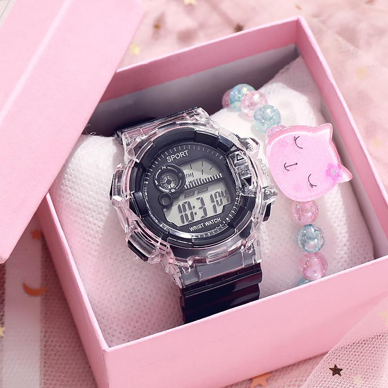 ins wind transparent electronic watch student sports waterproof luminous women's children's watch simple fashion trend