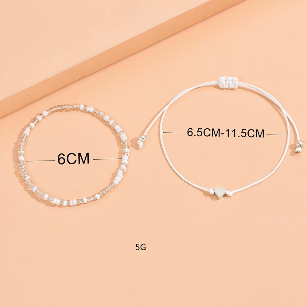 Boho Anklet Foot Colorful Beads Chain Summer Bracelet Heart Pendant Charm Anklet Sandals Barefoot Beach Foot Bridal Jewelry J027