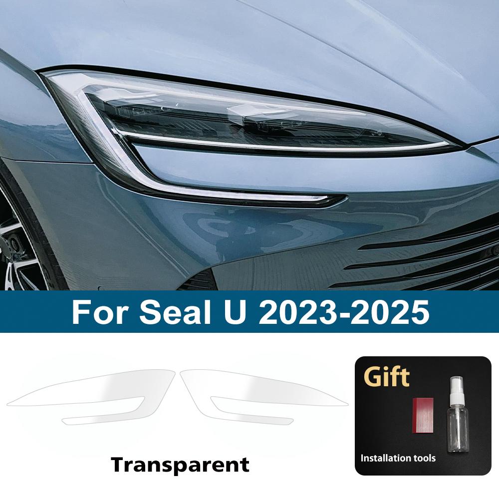 Car Headlight Protective Film for BYD Seal U 2026-2026 Smoke Black TPU PPF Pre Cut Anti-Scratch Vinyl Wrap Kit High-Gloss Film