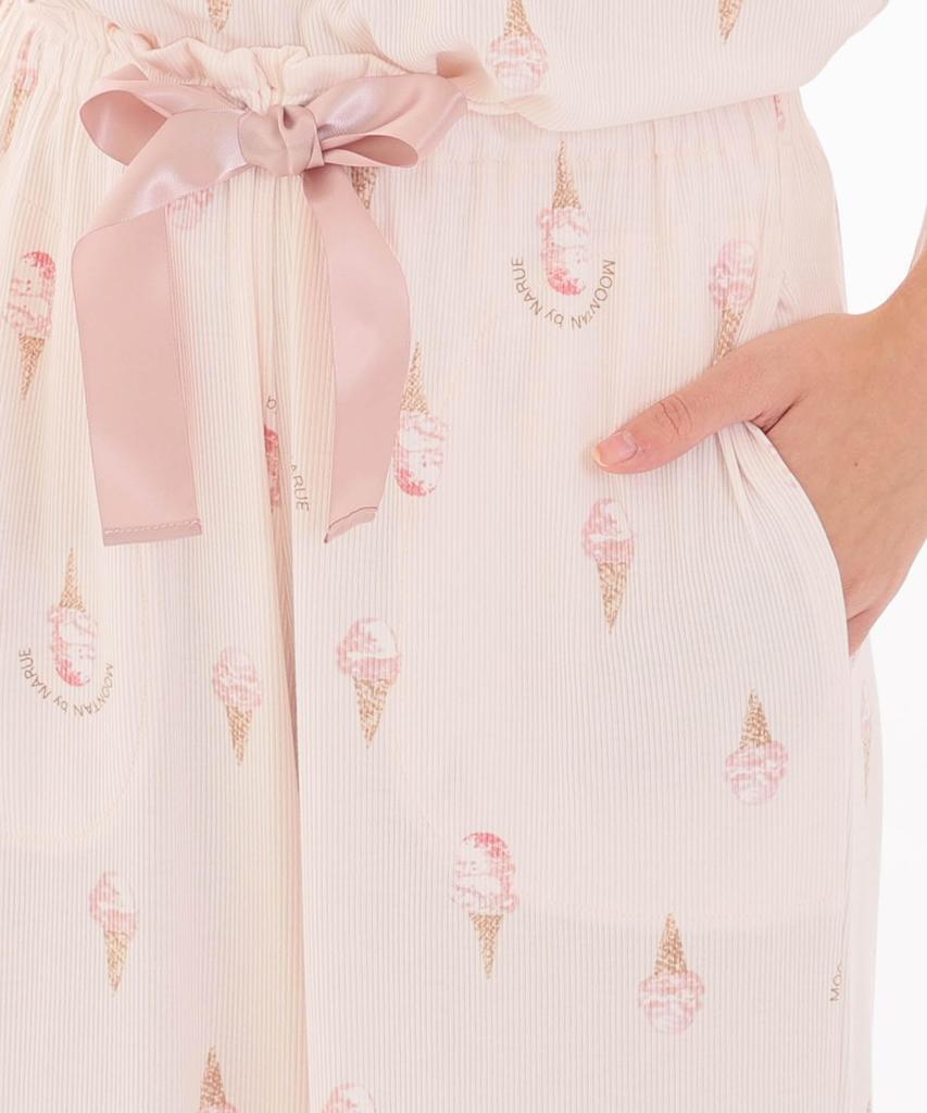 Narue Ribbed Knit Ice Cream Frill Pajama Pink Women's Cool-Touch Set,