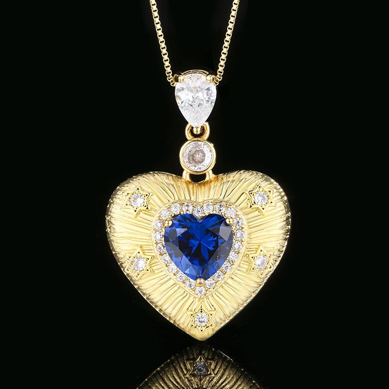 

Осенне-зимние украшения Имитация красного корунда Золото Ретро Дизайн в форме сердца Подвеска Ожерелье Основной 10 * 10