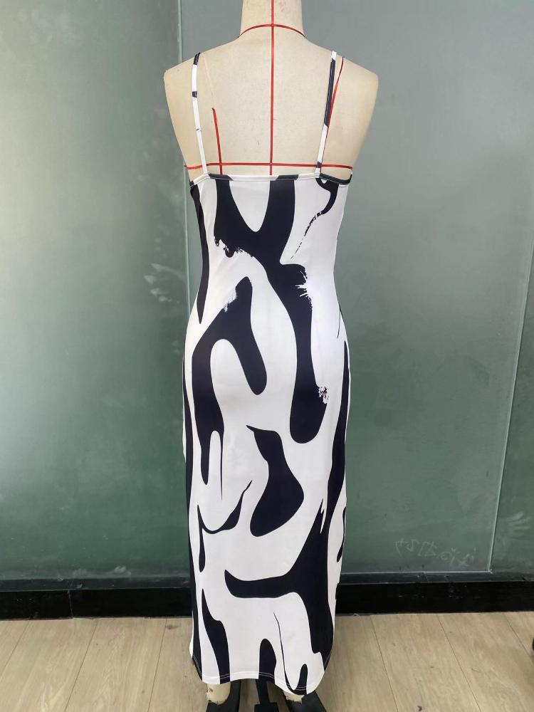 Summer Sexy Slit Dress Women's Vacation Beach Dress Fashionable Elegant Suspender Dress