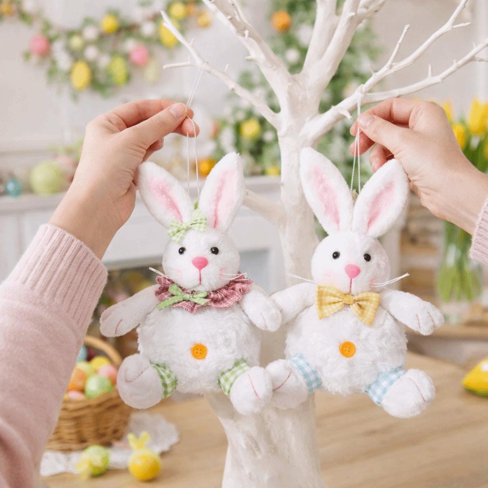 with Lanyard Easter Plush Bunny Cartoon Easter Stuffed Rabbit Spring Rabbit Ornament  Bedroom Decor