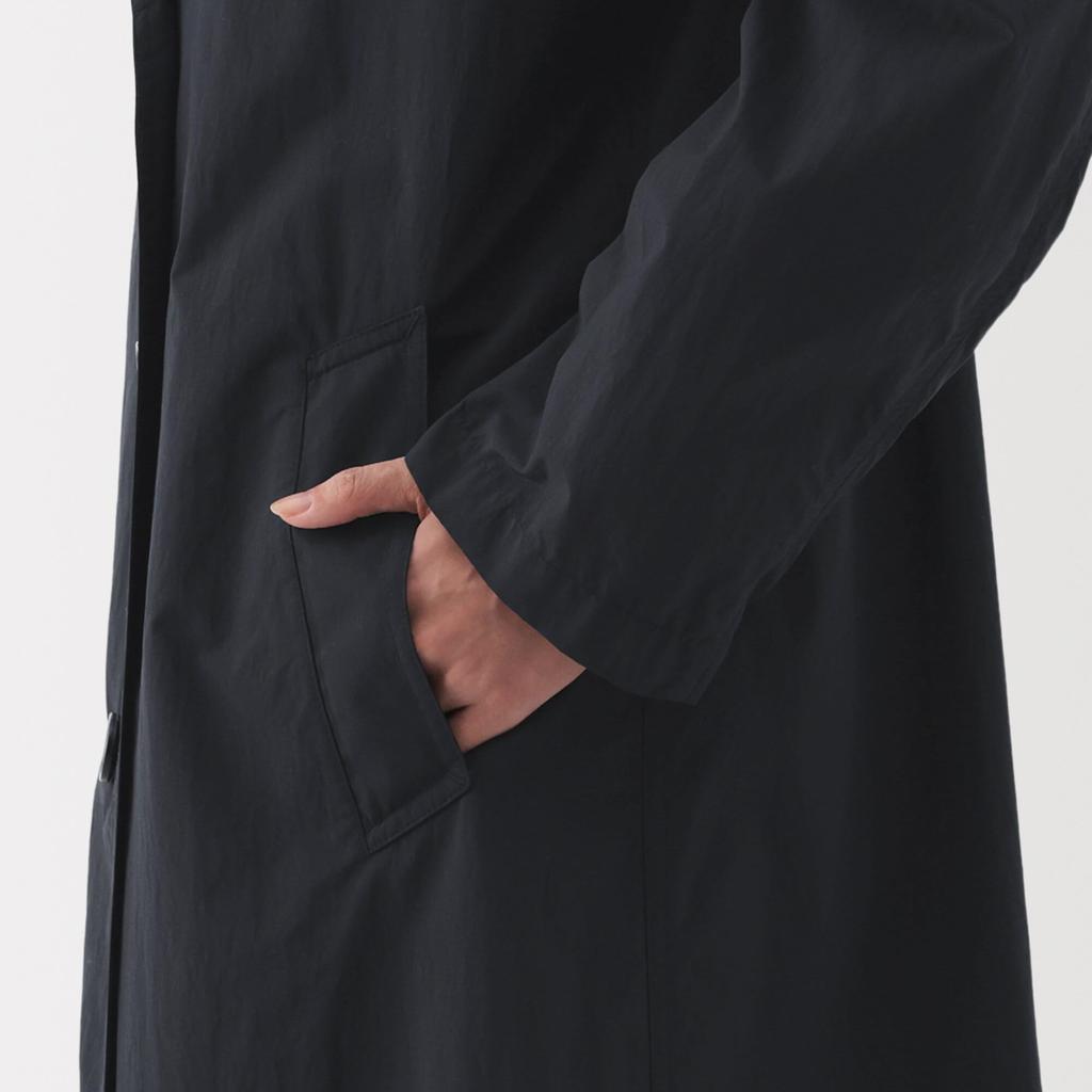 MUJI Trench Dark Size S Women's Water-Repellent Coat, Navy, (BD0ZXA5S)