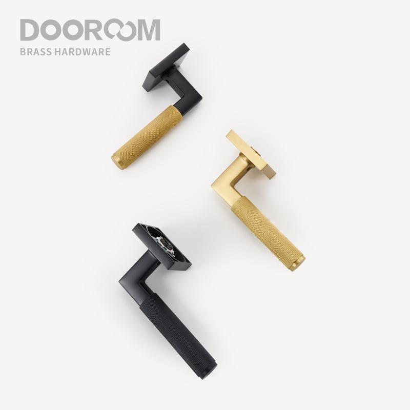 Dooroom Knurled Brass Door Lock Set Modern Interior Bedroom Bathroom Double Wood Door Lever Set Dummy Privacy Passage Lock