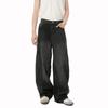 Men's Clothing | American Four Seasons Splicing Deconstruction Wide Leg Loose Black and Gray Denim Trousers Casual Trend