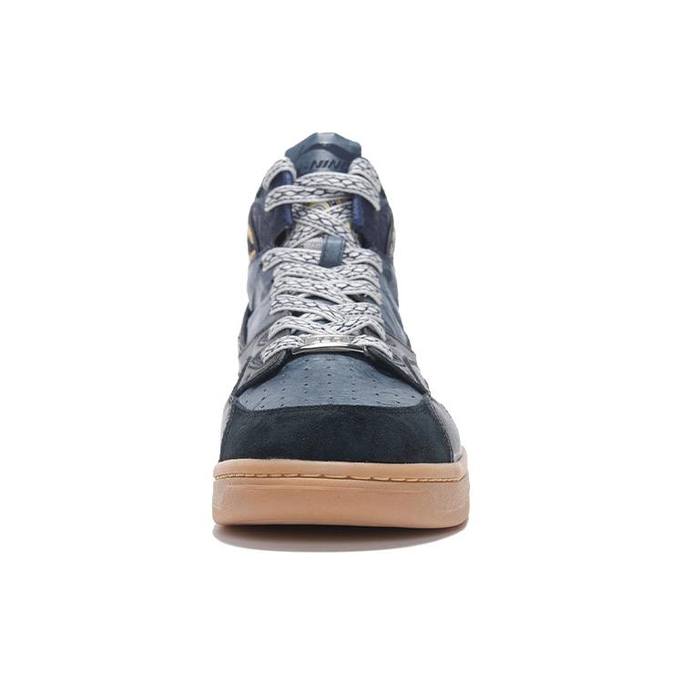 Li Ning 937 Textile, Leather Abrasion Resistant, Lightweight, And Breathable High top Skateboard Shoes Men's Black Blue AZGS043-3