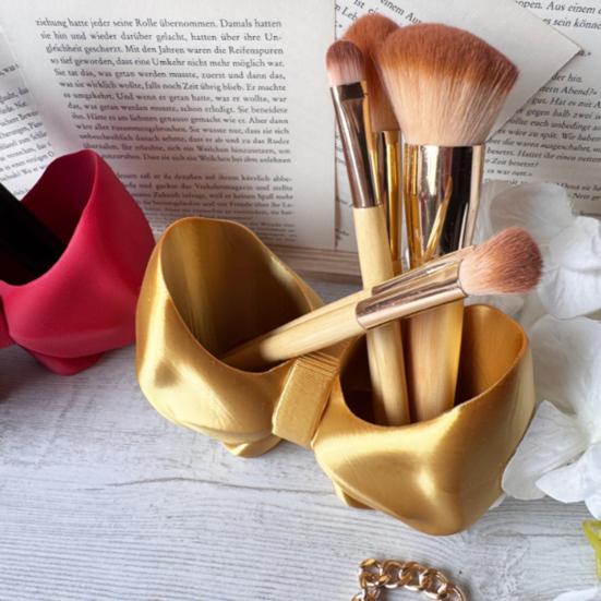 Niedlicher Schleifen-Zahnbürstenhalter Make-up-Pinsel-Organizer Schleifenförmiger Pinselständer Kamm Stiftehalter für Badezimmer Waschtisch Arbeitsplatte