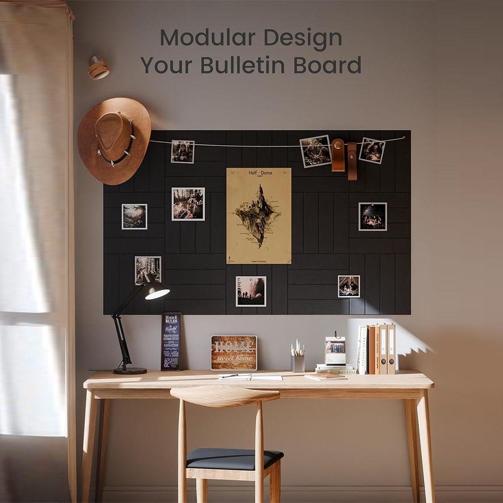 Felt Board Tiles Large Cork Board Alternative with Adhesive Tabs Thick Slat Wall Panels for Office Decor Push Pin Board
