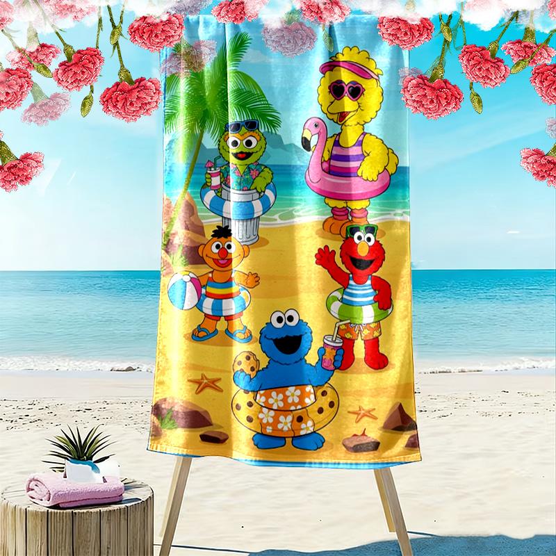 Sesame-Street Print Beach Towel, Large Soft Quick Dry Towel for Beach Camping Swimming