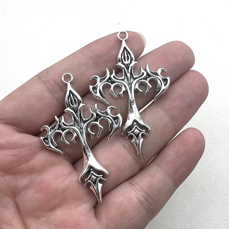 

Zinc Alloy Flame Cross Pendant - Punk Necklace & Keychain Accessory