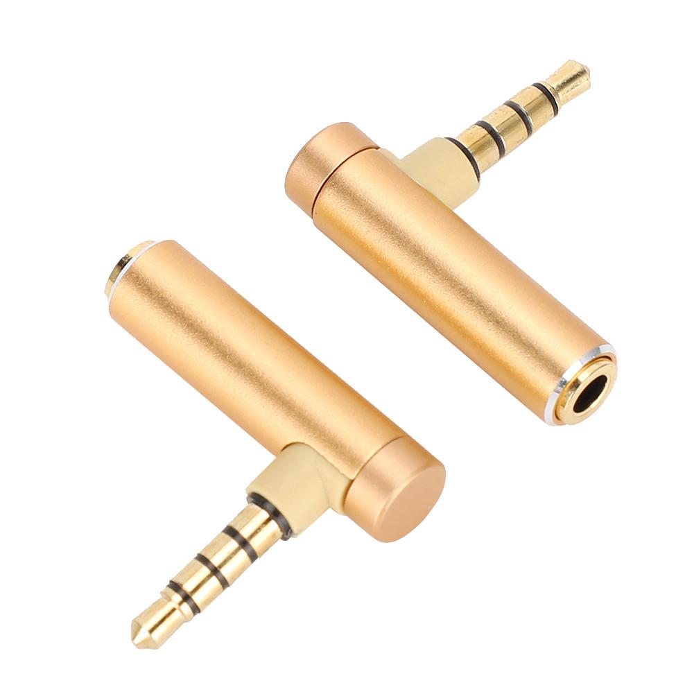 2PCS 3.5mm Male to Female Adapter Right Angle Stereo Headphone Cable Plug