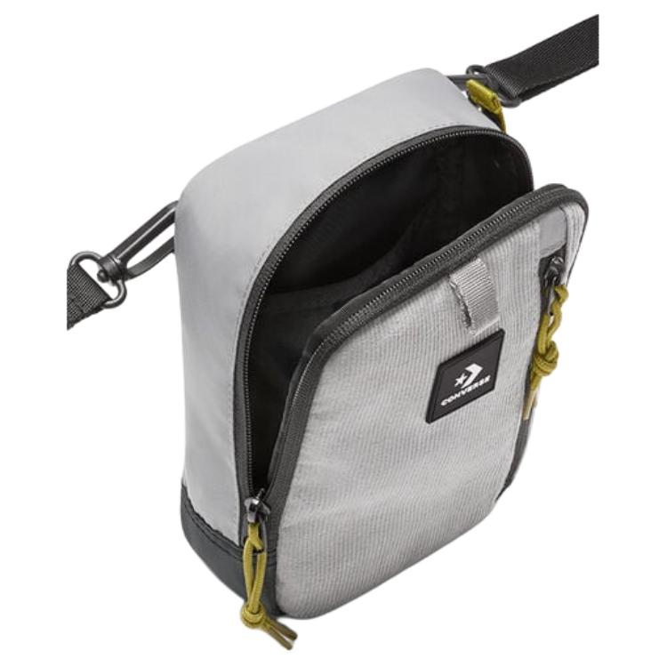 Converse Corduroy Shoulder Bag, Crossbody Bag Unisex Gray & Black 10027006-A01