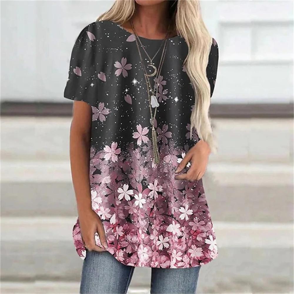 Summer Flower T-Shirts Dragonfly 3D Printed Women's Fashion Streetwear Floral Oversized T Shirt Female Ladies Clothing