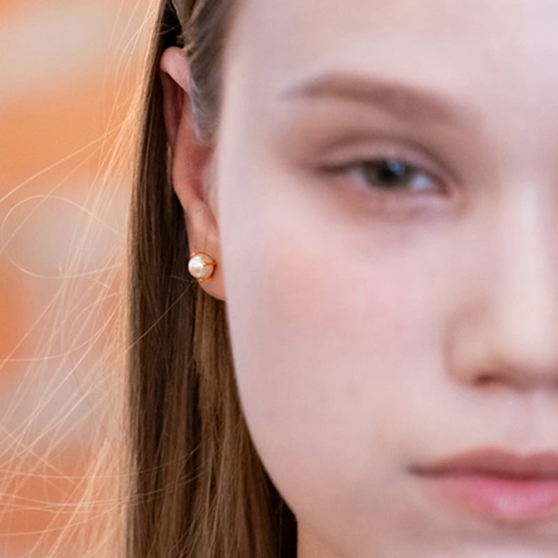 BE/GINS Silver925 BB PEARL LIGHT GOLD EARRINGS