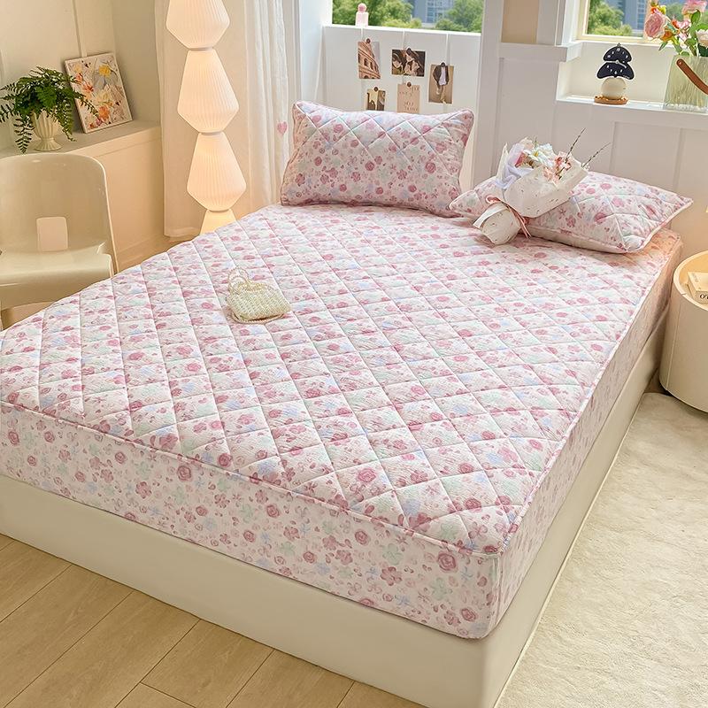 Cotton Quilted Fitted Sheet Cover, New All-season Mattress Protector, Dust Cover, All-inclusive Sheet That Does Not Shift