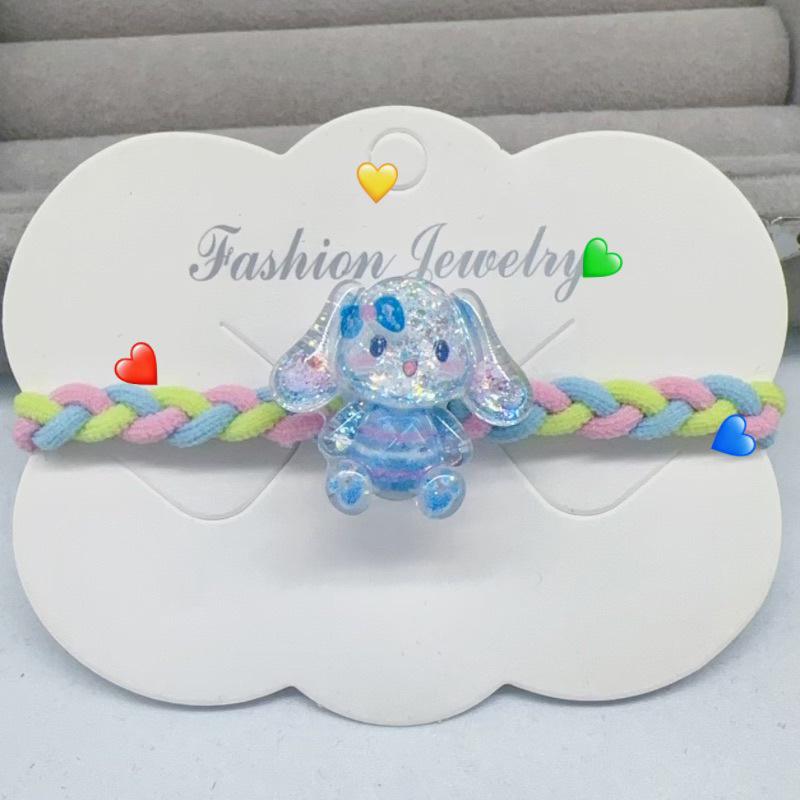 Nové svítící gumičky do vlasů Sanrio Kuromi pro dívky - Elastické kreslené doplňky