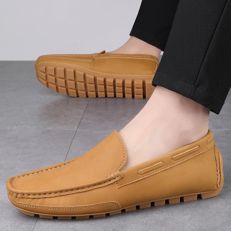 Elegant Versatile Loafers Outdoor Man Flat Bottomed Anti Slip Comfortable Driving Shoes Urban Business Men Leather Shoes