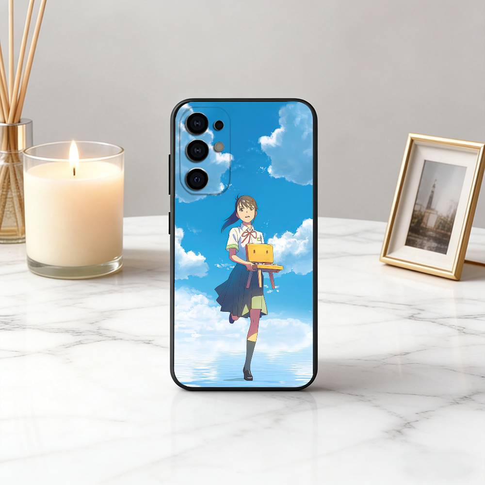 Cute S-Suzume Anime Phone Case For Samsung S25,S24,S21,S22,S23,S30,Ultra,S20,Plus,Fe,Soft Silicone Black Cover