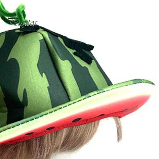 Kreativ Vattenmelonmönstrad Hatt Festmössa, Bredbrättad Solskyddshatt för Kostymfester, Bekväm Utomhushatt Lättviktig Elastisk Unisex Huvudbonad