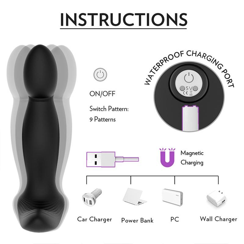 Vibrator Prostate Massager For Men Women Vibrating Powerful Male Anal Plug Stimulator Butt Silicone Sex Toys for Adults