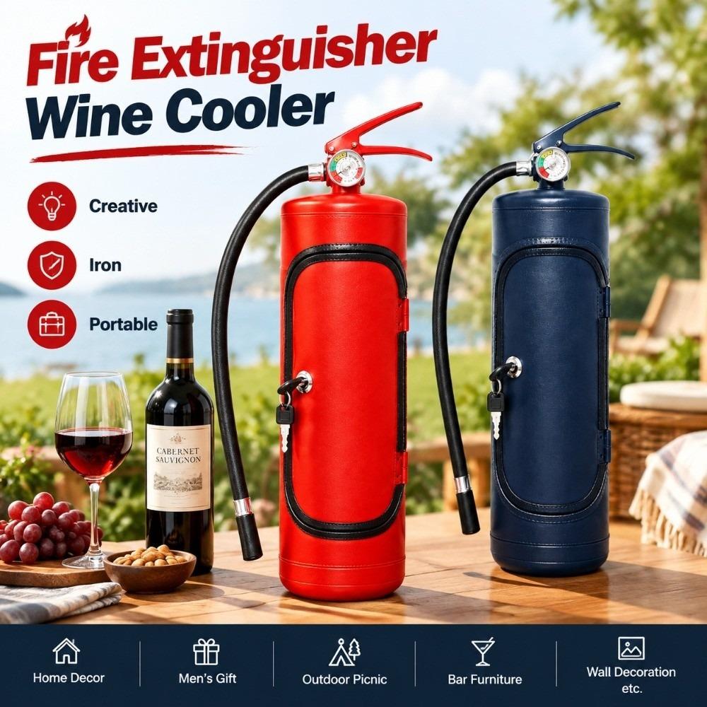 Iron Fire Extinguisher Wine Cooler Fire Extinguisher Shape Wine Bottle Rack Outdoor Picnic