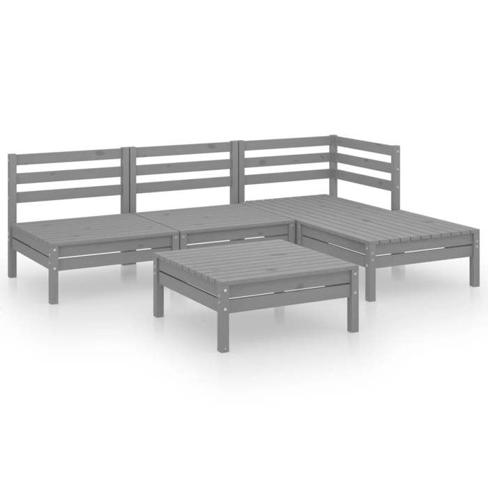 VidaXL Bois de Pin Massif Salon de Jardin 5 pcs Mobilier de Patio Ensemble de Meubles de Terrasse Meubles d'Extérieur 3082634