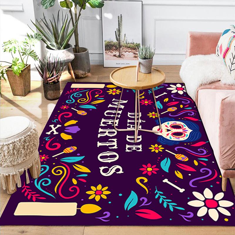 Dia de Muertos Rug Floor Mat for Living Room or Bedroom Soft and Comfortable Carpet a Gift for Birthday and Holiday.MFF0918042