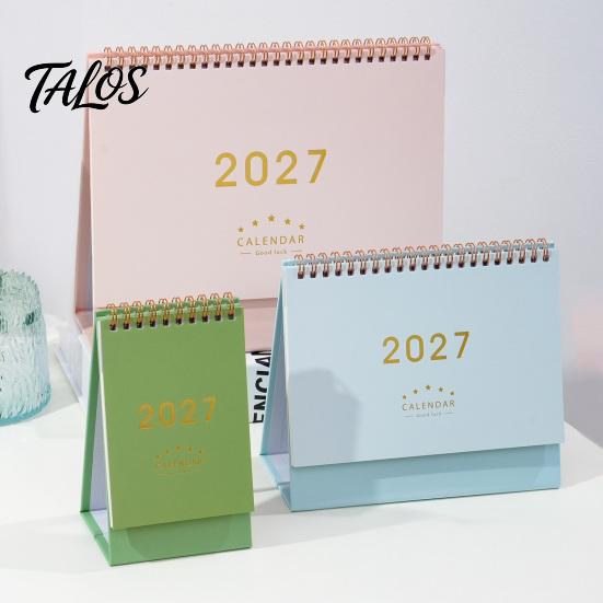 Monthly Organizer for Desk 2027 Calendar, Standing Flip Desktop Minimalist Gold Foil Cover Home Office Accessory Planner, Thick Paper Note Taking,