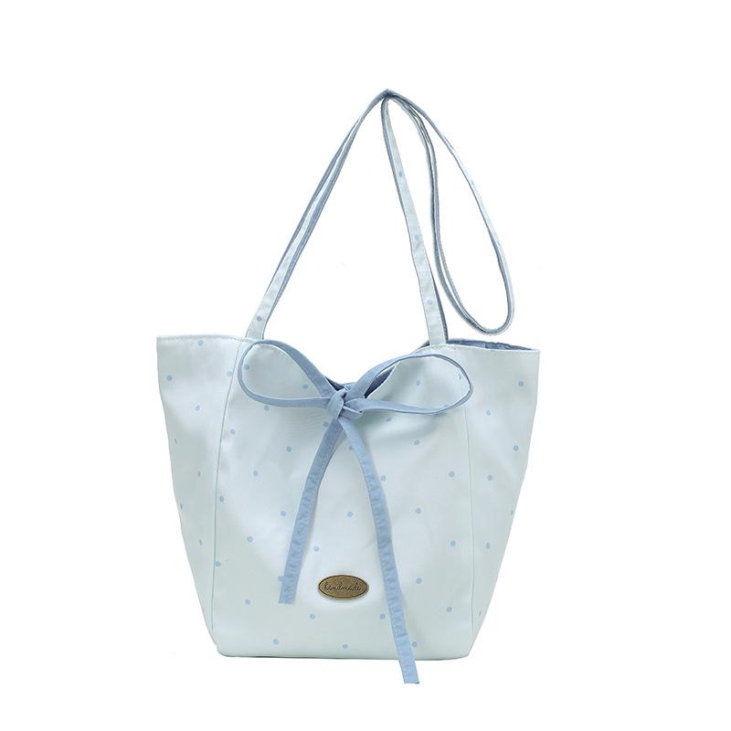 

Nylon bag large-capacity new summer versatile single shoulder double-sided back college students class tote bag tide синій