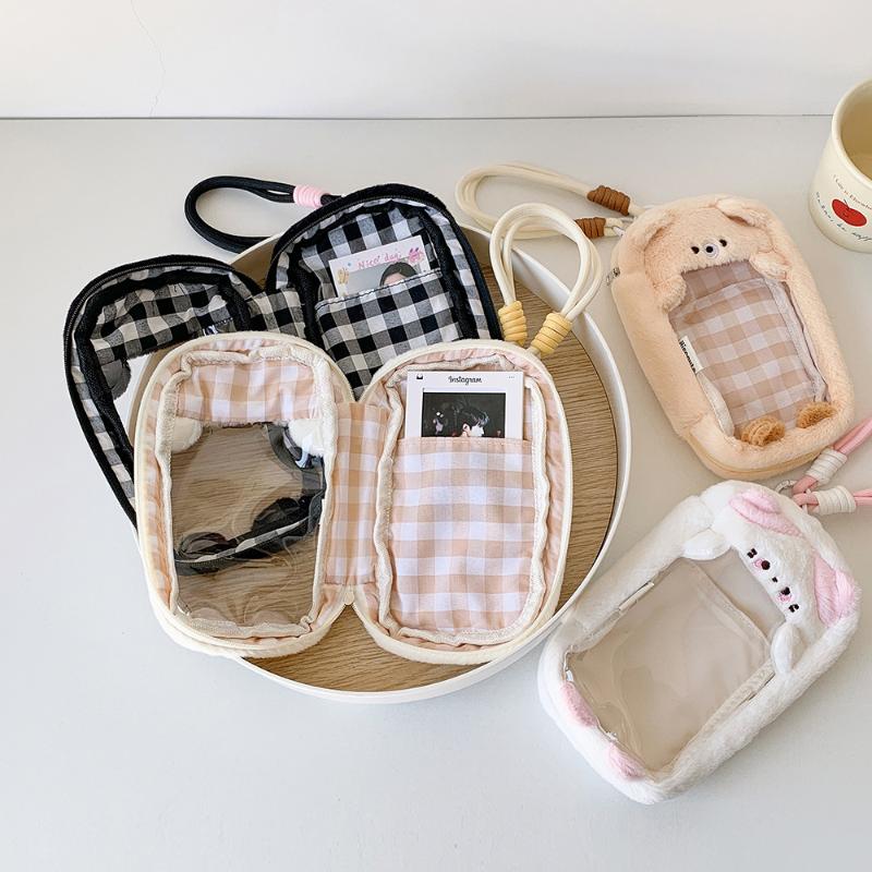 Cartoon Plush Doll Dustproof Storage Bag Doll Display Bag With Keyring Mini Mystery Box Dolls Organizer Pouches For 15Cm Doll